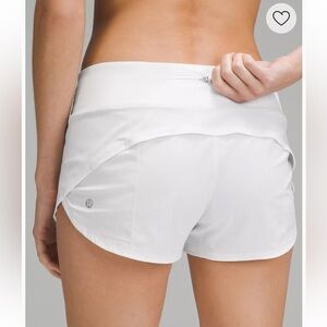 Lululemon Speed Up Low Rise White Shorts